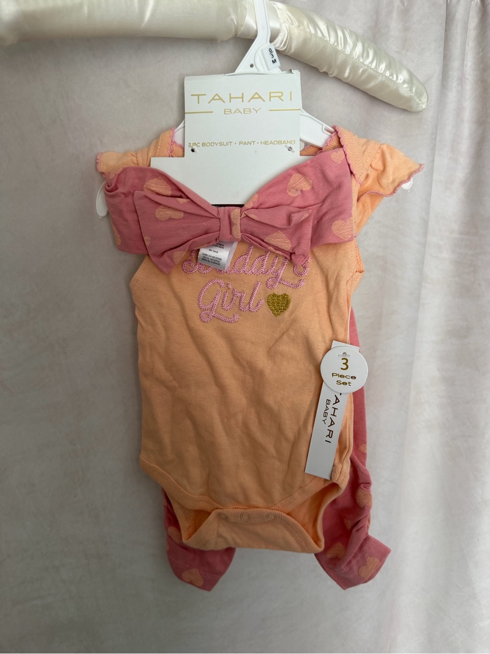 Tahari Peach & Pink 'Daddy's Girl' Babygrow Set
